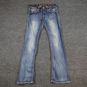 Rock Revival Liri Bootcut Jeans Womens 28 Medium Wash Blue Low Rise Embroidered